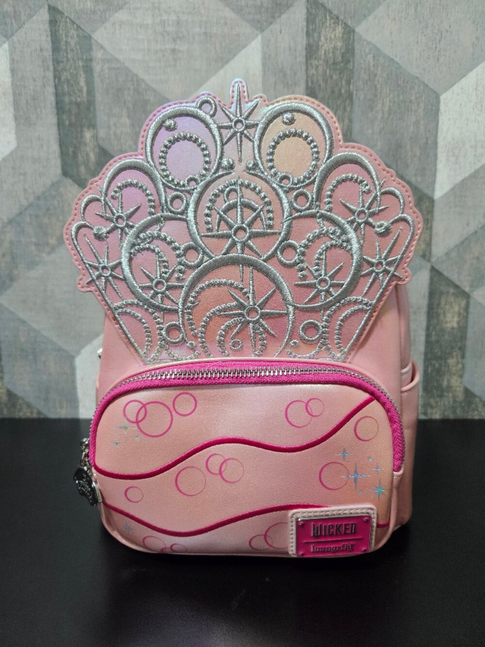 NWT Loungefly Wicked Glinda Ballroom Pink Tiara Crown Mini Backpack WBK0005
